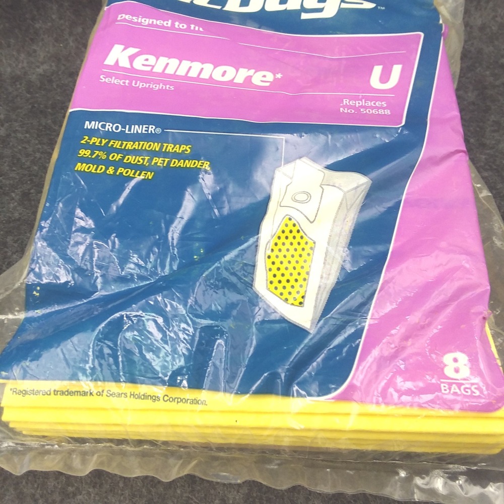 Kenmore VacBags Premium Allergen Filtration Vacuum Bags U Model 50688 NOS 8 bags - Picture 2 of 7